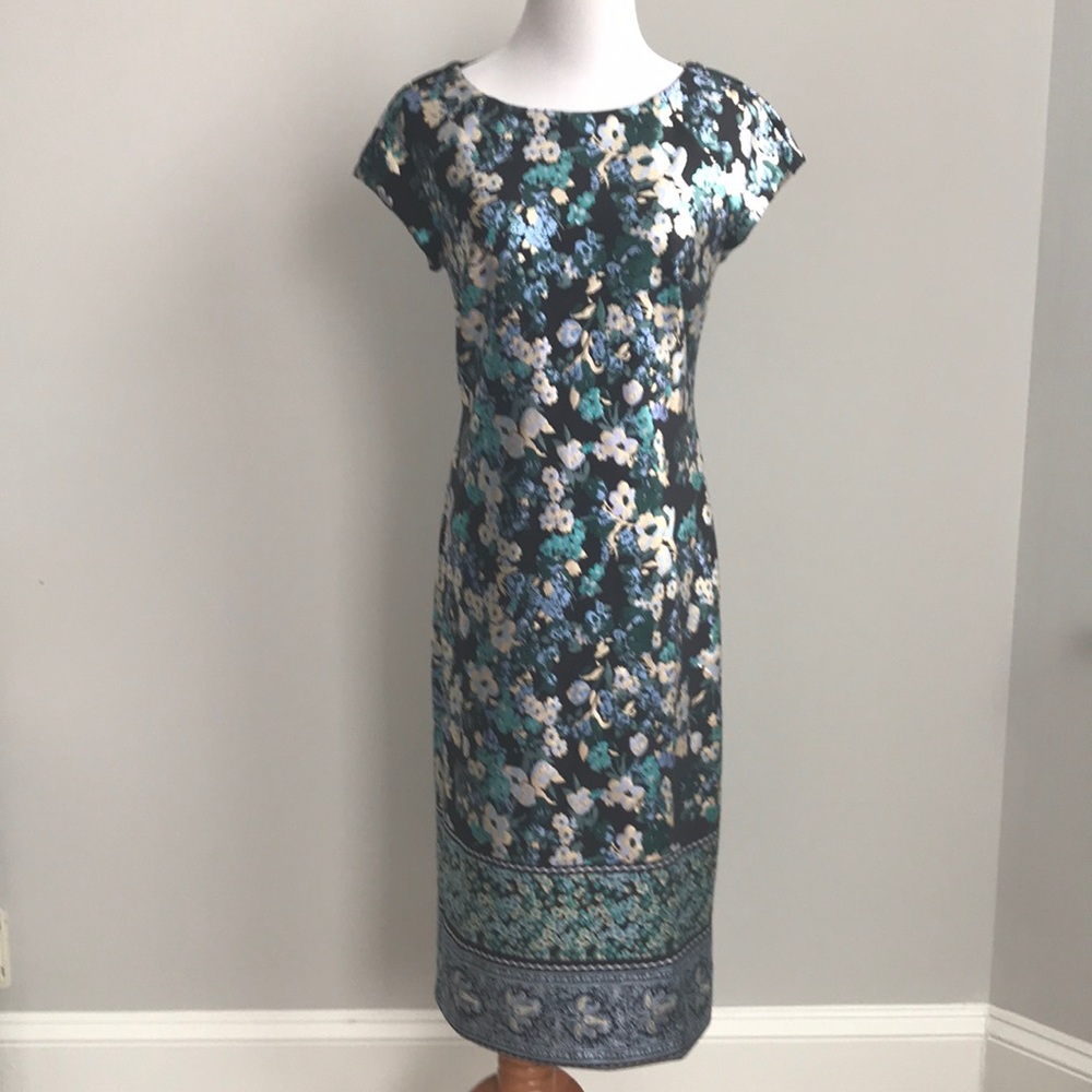 Gorgeous metallic floral print dress sz 8
